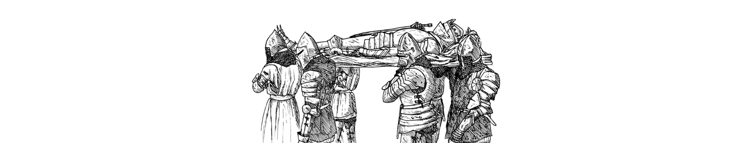 Drawing of the burial of a king in the Middle Ages